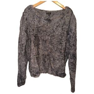 Jessica Simpson Gray Fuzzy Off the Shoulder Sweater